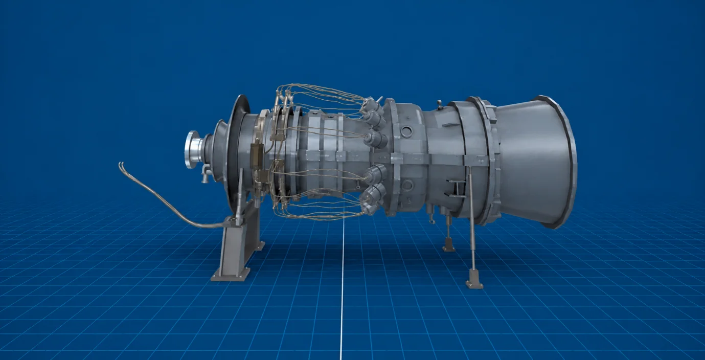 Assembled gas turbine 3D model in the VR environment