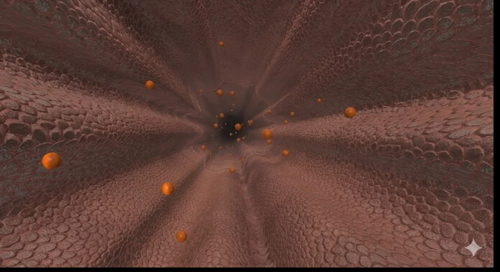 VR view travelling down the lumen of a bronchial airway
