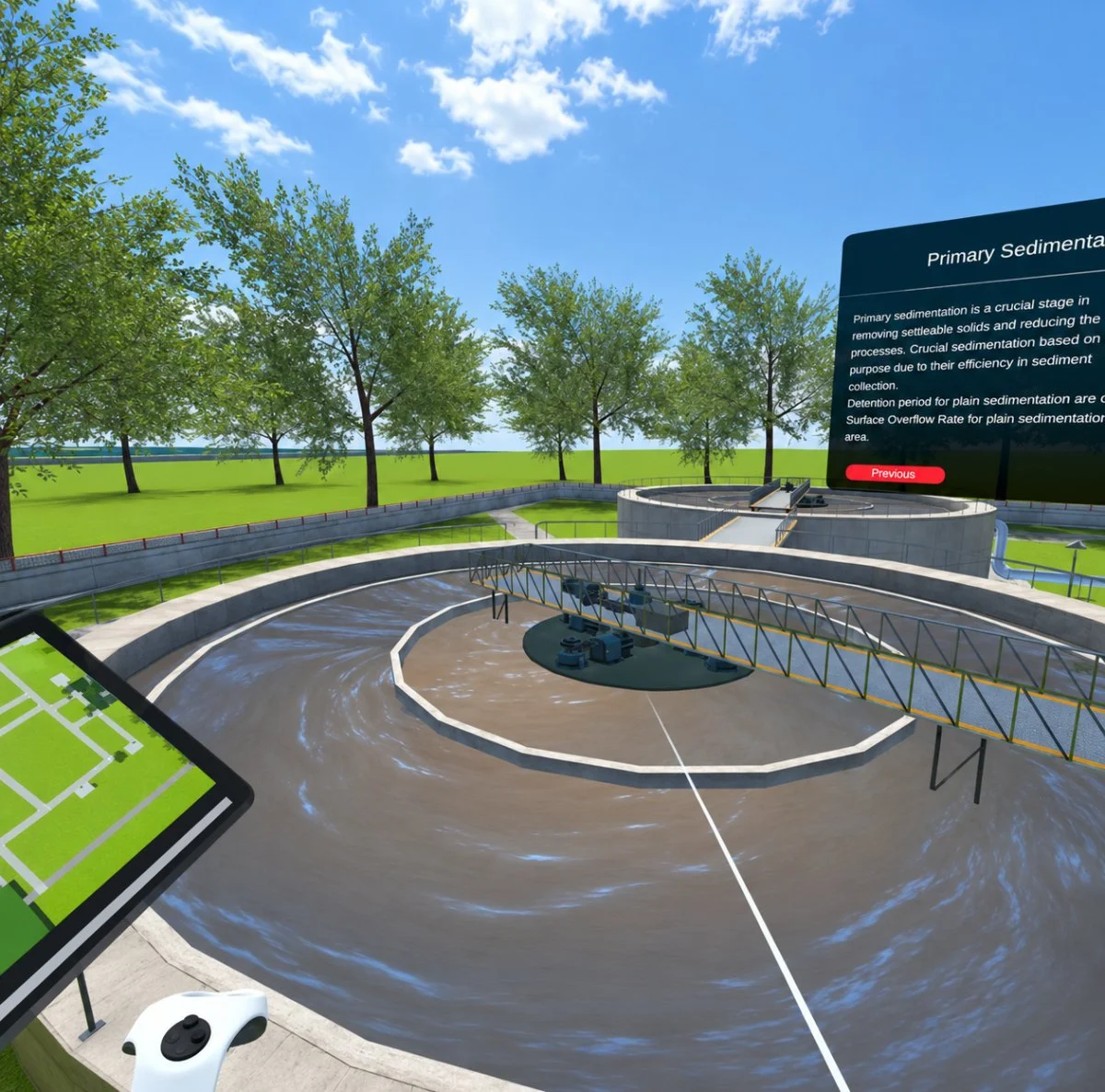 Circular primary sedimentation tank in a VR water treatment plant